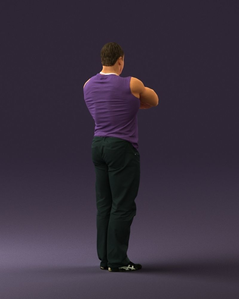 Gymguy in violet gym shirt 0767 3D model_15