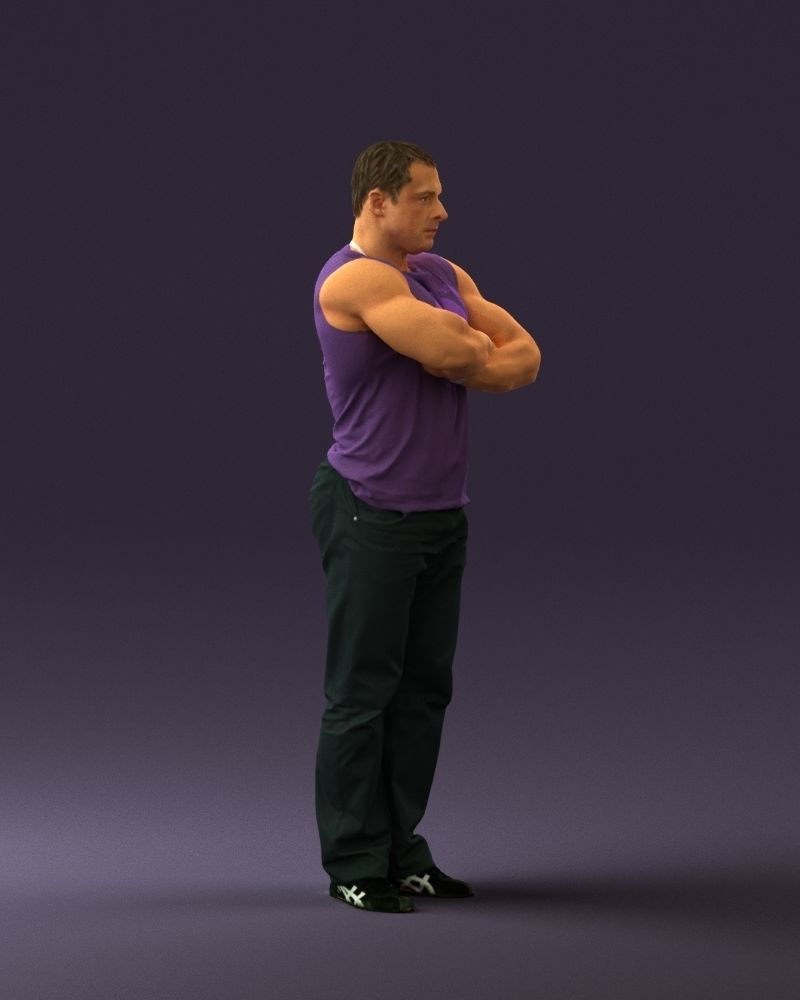 Gymguy in violet gym shirt 0767 3D model_9