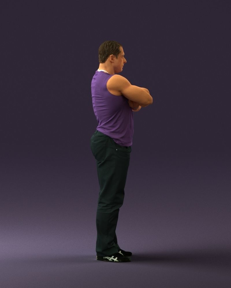 Gymguy in violet gym shirt 0767 3D model_12