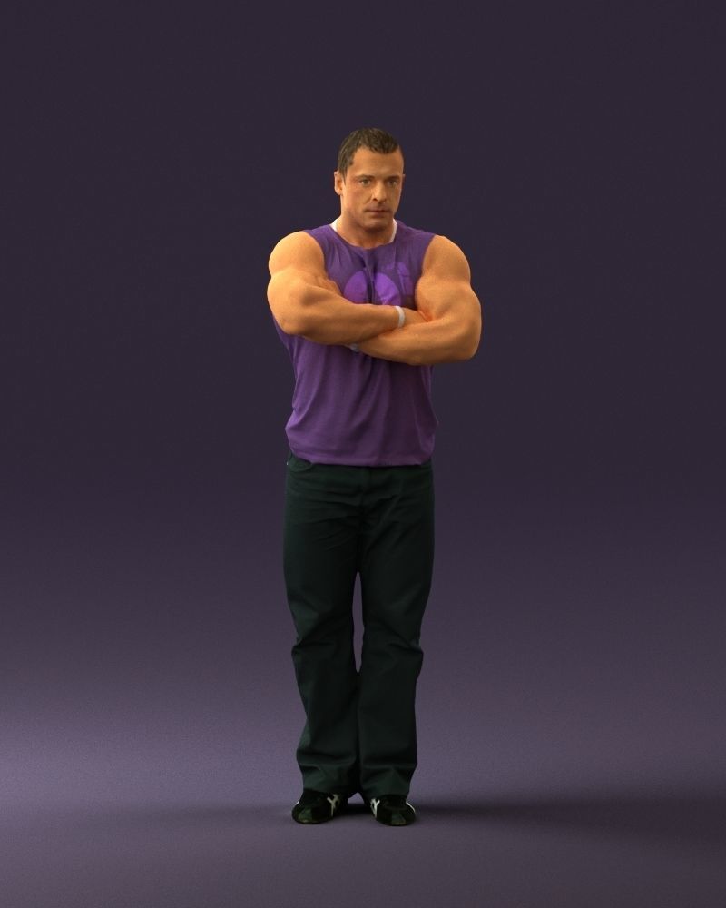 Gymguy in violet gym shirt 0767 3D model_36