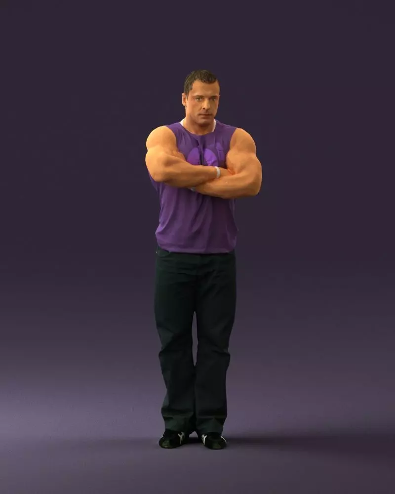 Gymguy in violet gym shirt 0767 3D model_0