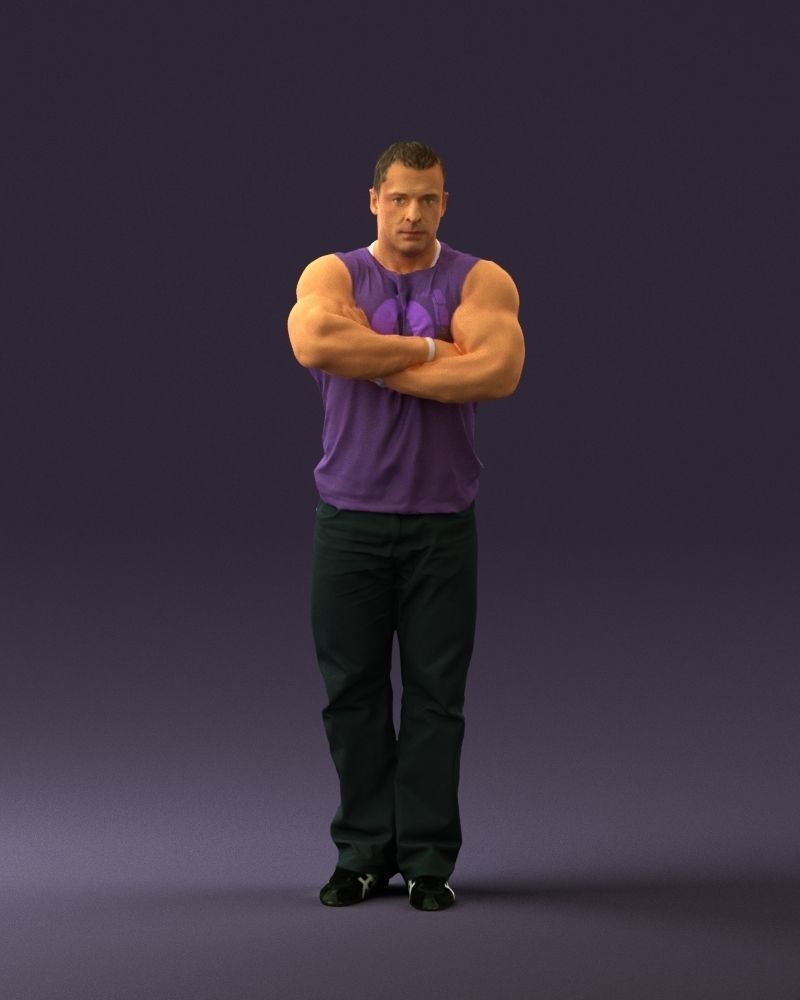 Gymguy in violet gym shirt 0767 3D model_33