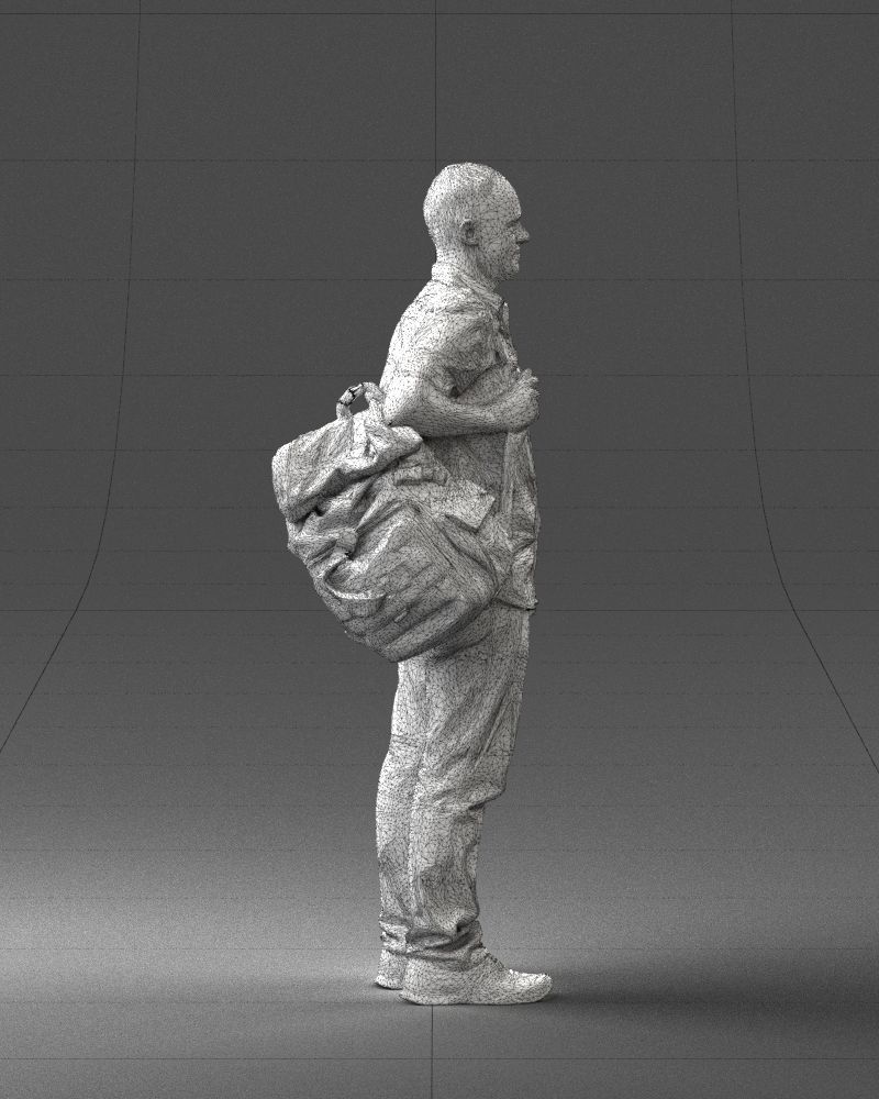 000176 Man with Backpack 0824 Low-poly 3D model_14