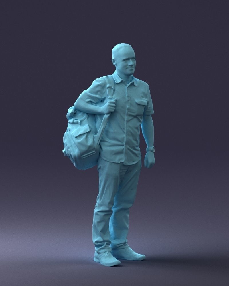 000176 Man with Backpack 0824 Low-poly 3D model_7