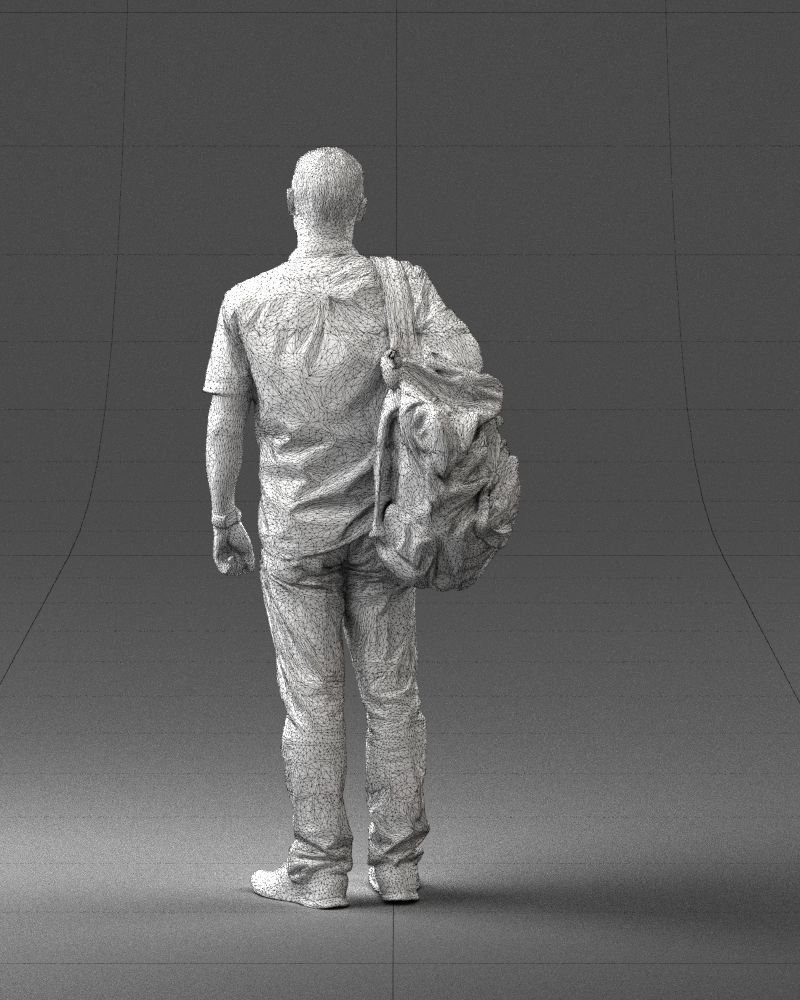 000176 Man with Backpack 0824 Low-poly 3D model_20