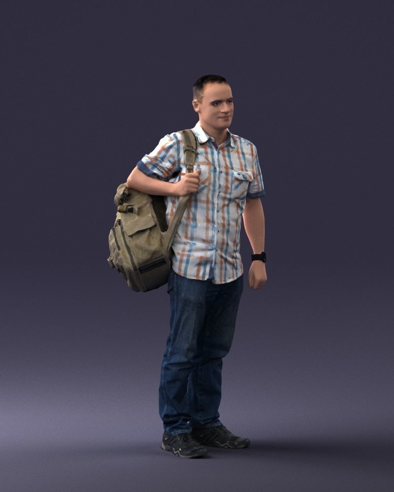 000176 Man with Backpack 0824 Low-poly 3D model_6