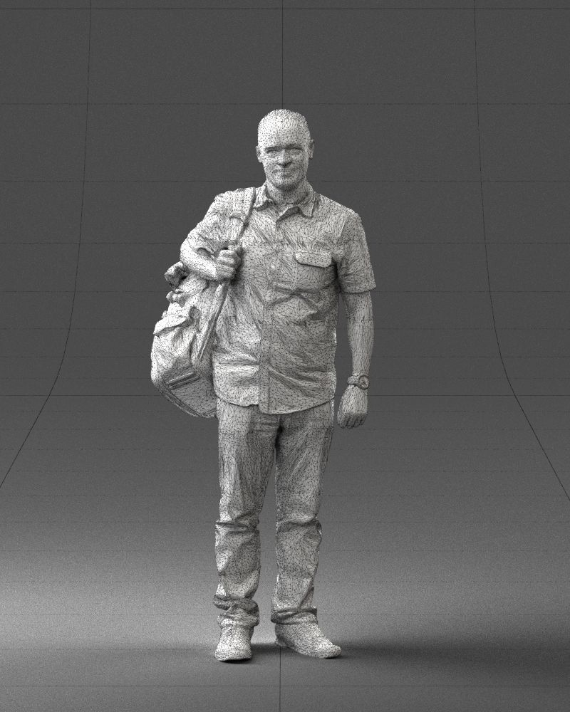 000176 Man with Backpack 0824 Low-poly 3D model_35