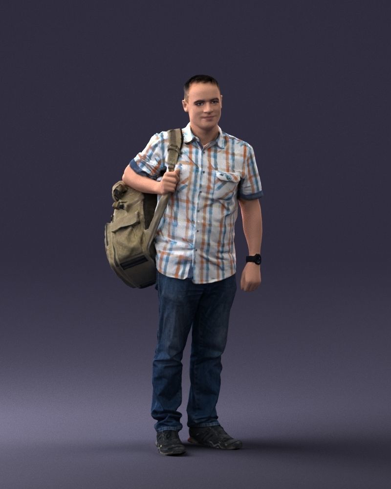 000176 Man with Backpack 0824 Low-poly 3D model_3