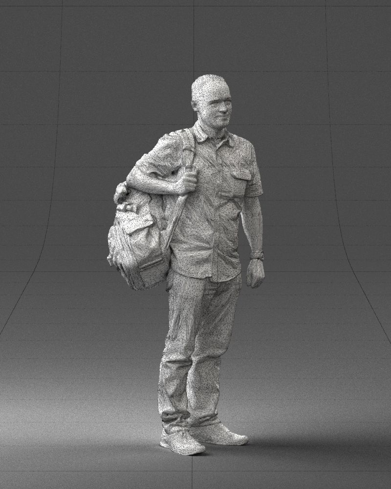 000176 Man with Backpack 0824 Low-poly 3D model_8