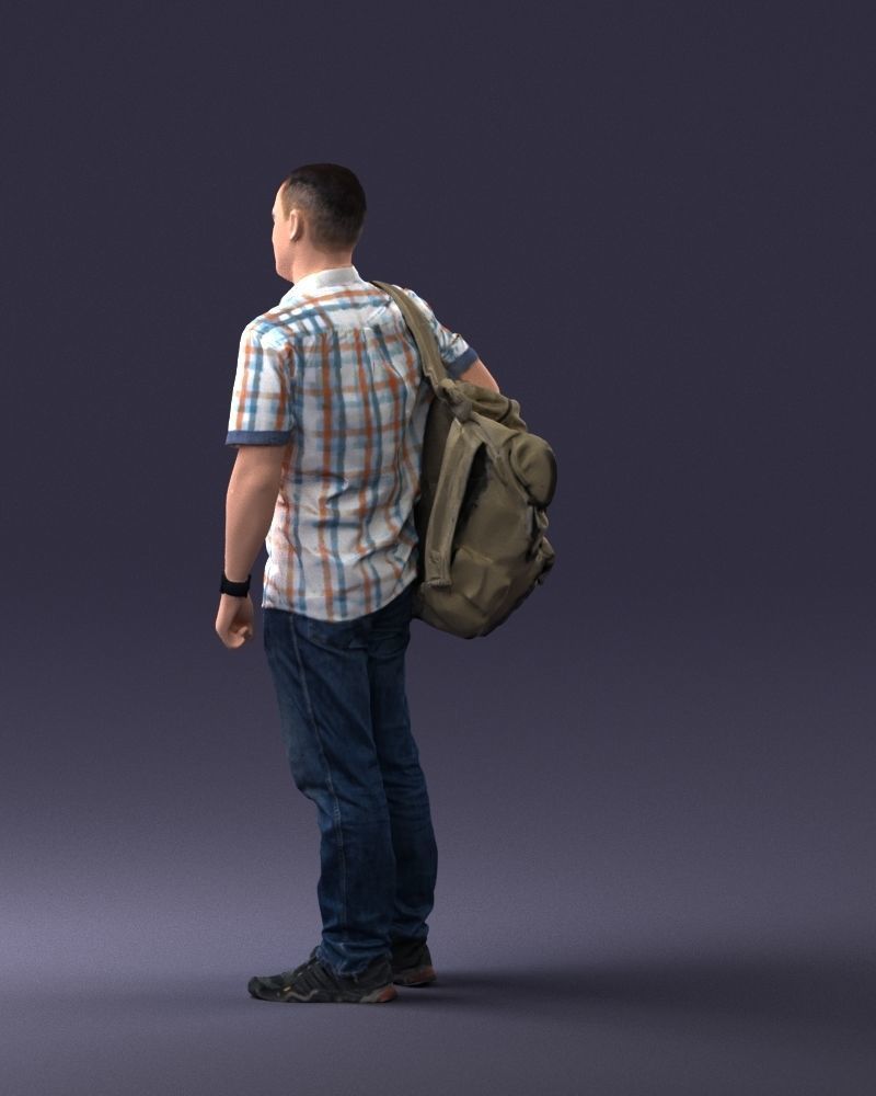 000176 Man with Backpack 0824 Low-poly 3D model_21
