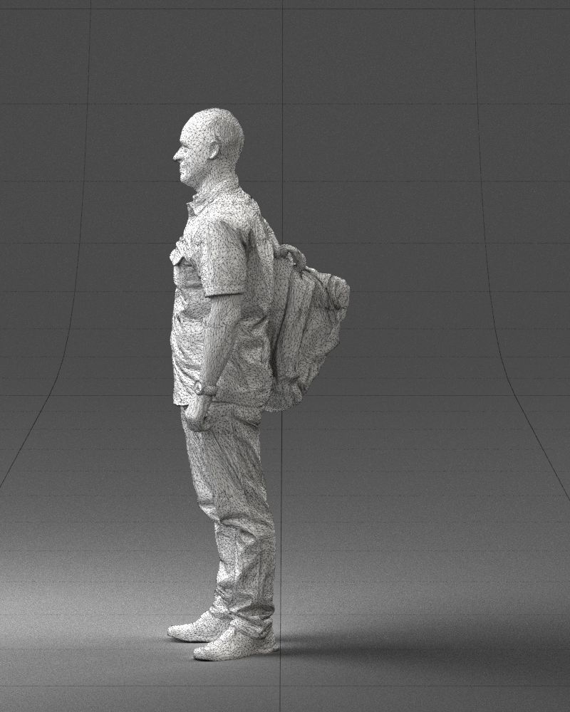 000176 Man with Backpack 0824 Low-poly 3D model_26