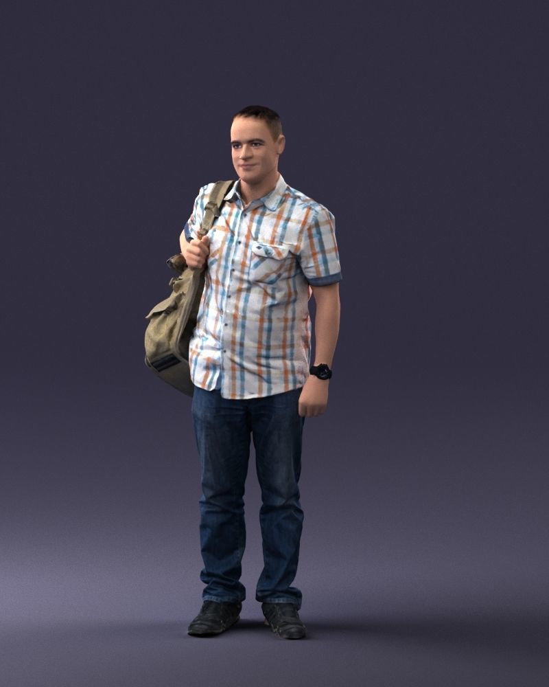 000176 Man with Backpack 0824 Low-poly 3D model_30