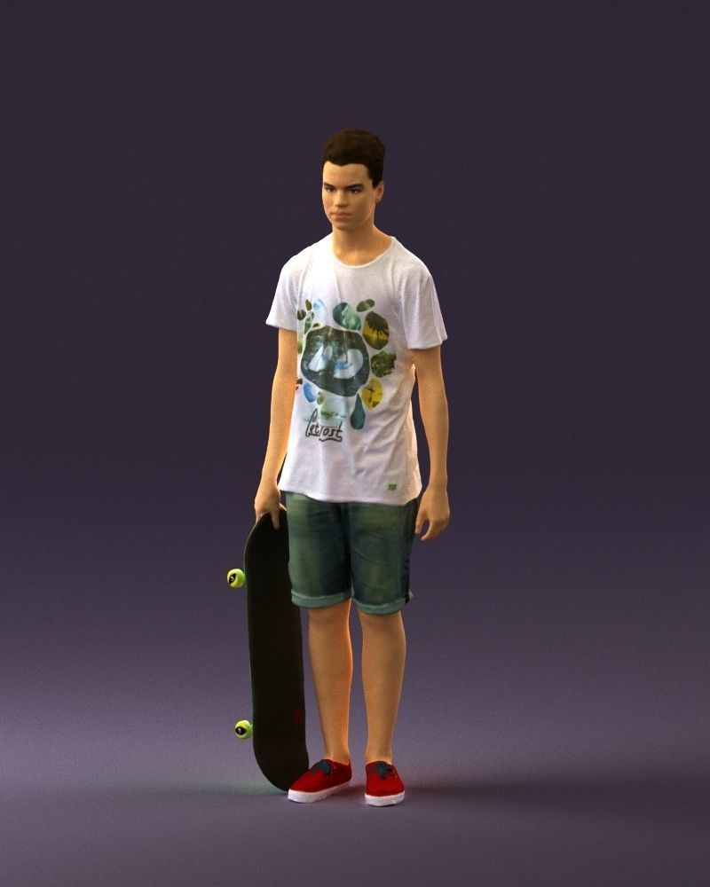 Junior with skateboard 0795 3D Print Ready 3D print model_21