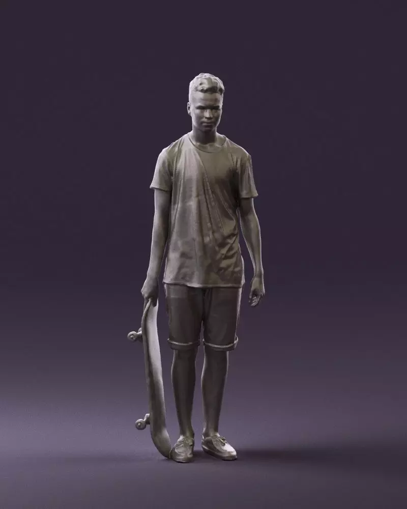 Junior with skateboard 0795 3D Print Ready 3D print model_0
