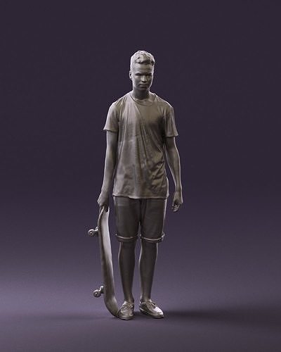 Junior with skateboard 0795 3D Print Ready 3D print model