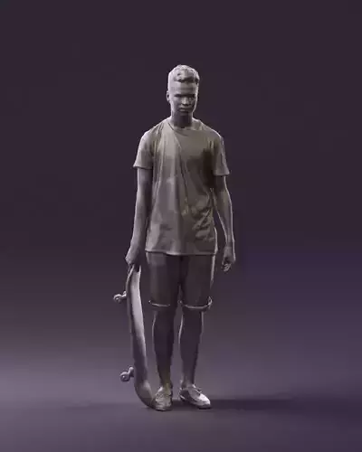Junior with skateboard 0795 3D Print Ready 3D print model