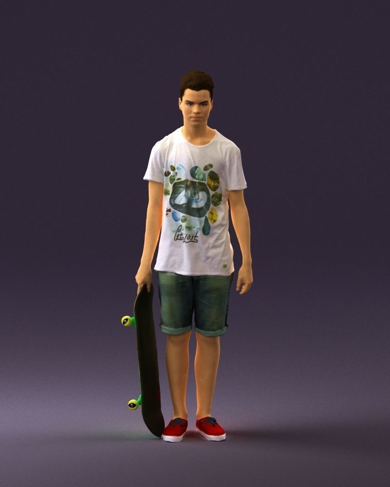 Junior with skateboard 0795 3D Print Ready 3D print model_23
