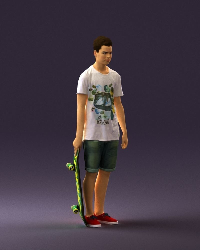 Junior with skateboard 0795 3D Print Ready 3D print model_5