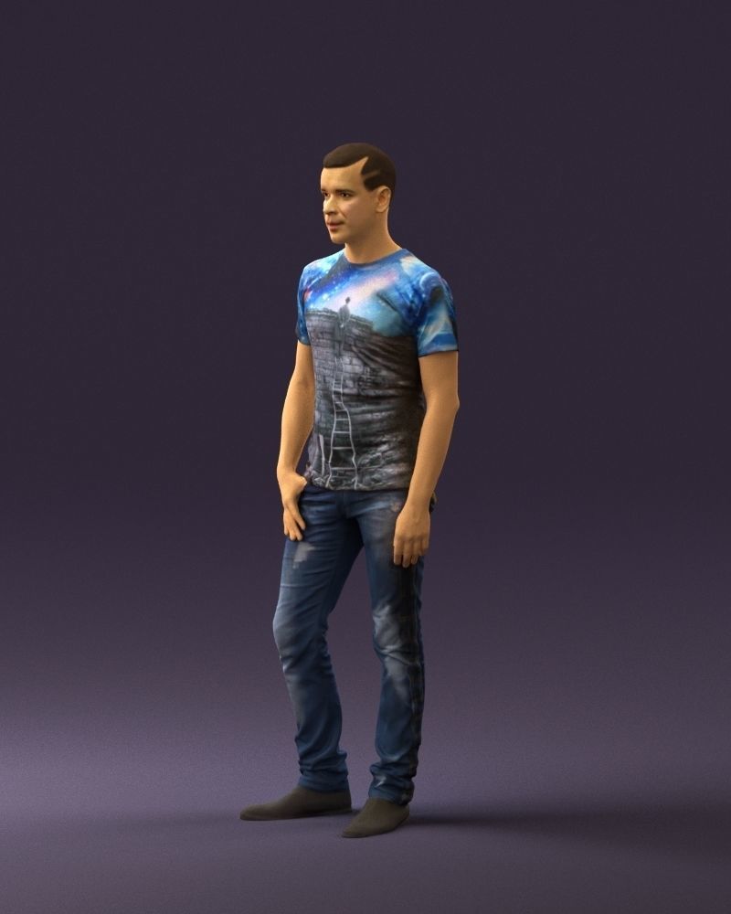 Man sport haircut finger inpocket 0801 3D Print Ready 3D print model_19