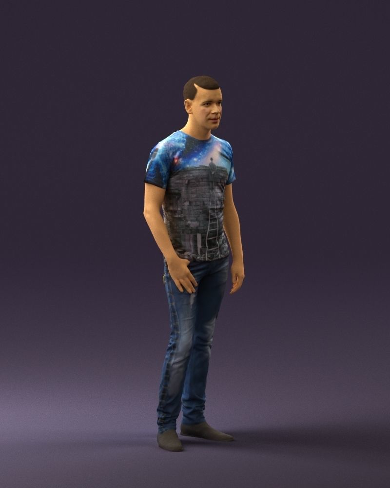 Man sport haircut finger inpocket 0801 3D Print Ready 3D print model_5