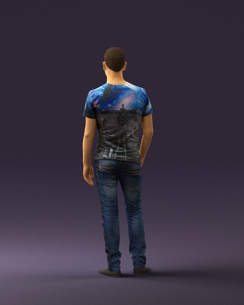 Man sport haircut finger inpocket 0801 3D Print Ready 3D print model_13