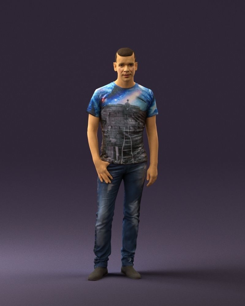 Man sport haircut finger inpocket 0801 3D Print Ready 3D print model_23