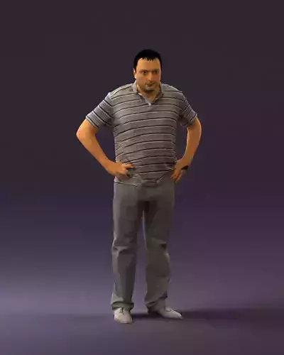 Man in gray stripped shirt 0693 3D Print Ready