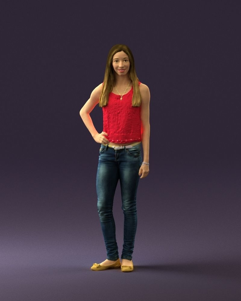 Woman in pink blouse hand on hip 0813 3D Print Ready 3D print model_23