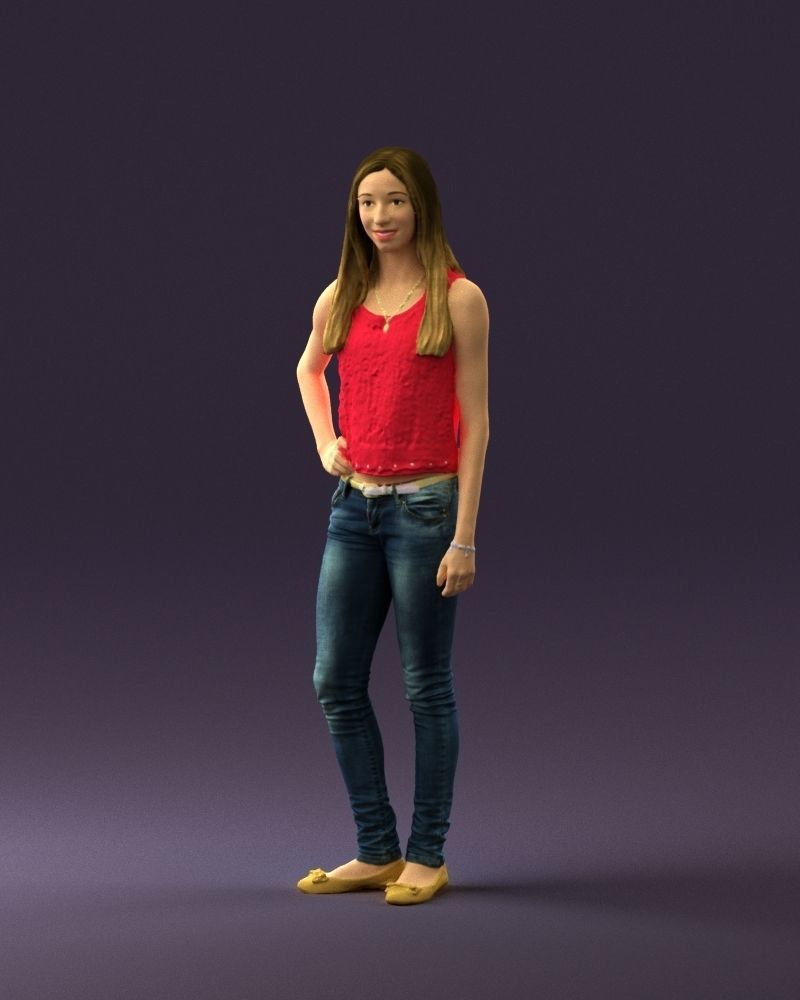 Woman in pink blouse hand on hip 0813 3D Print Ready 3D print model_21