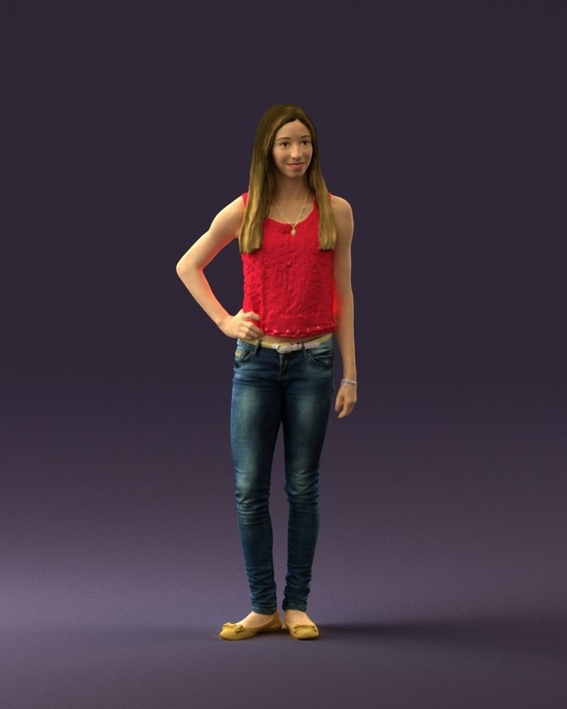 Woman in pink blouse hand on hip 0813 3D Print Ready 3D print model_3