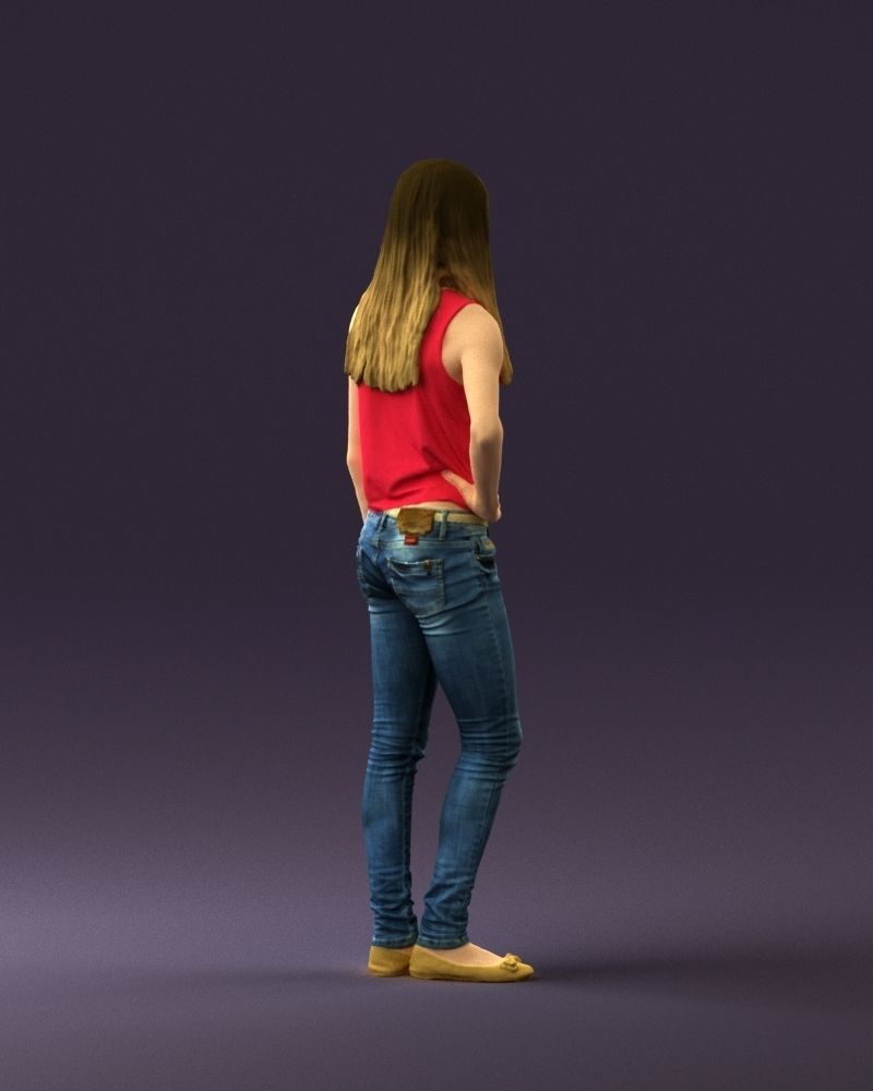 Woman in pink blouse hand on hip 0813 3D Print Ready 3D print model_11