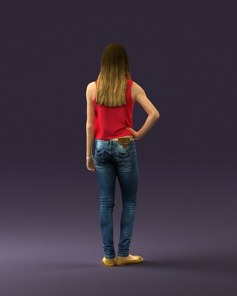Woman in pink blouse hand on hip 0813 3D Print Ready 3D print model_13