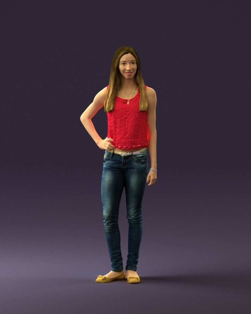 Woman in pink blouse hand on hip 0813 3D Print Ready 3D print model_25