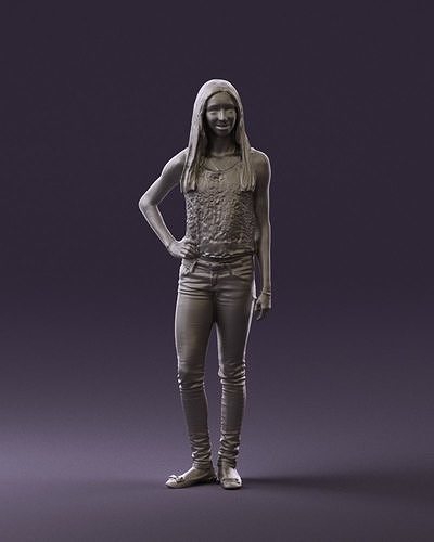 Woman in pink blouse hand on hip 0813 3D Print Ready 3D print model