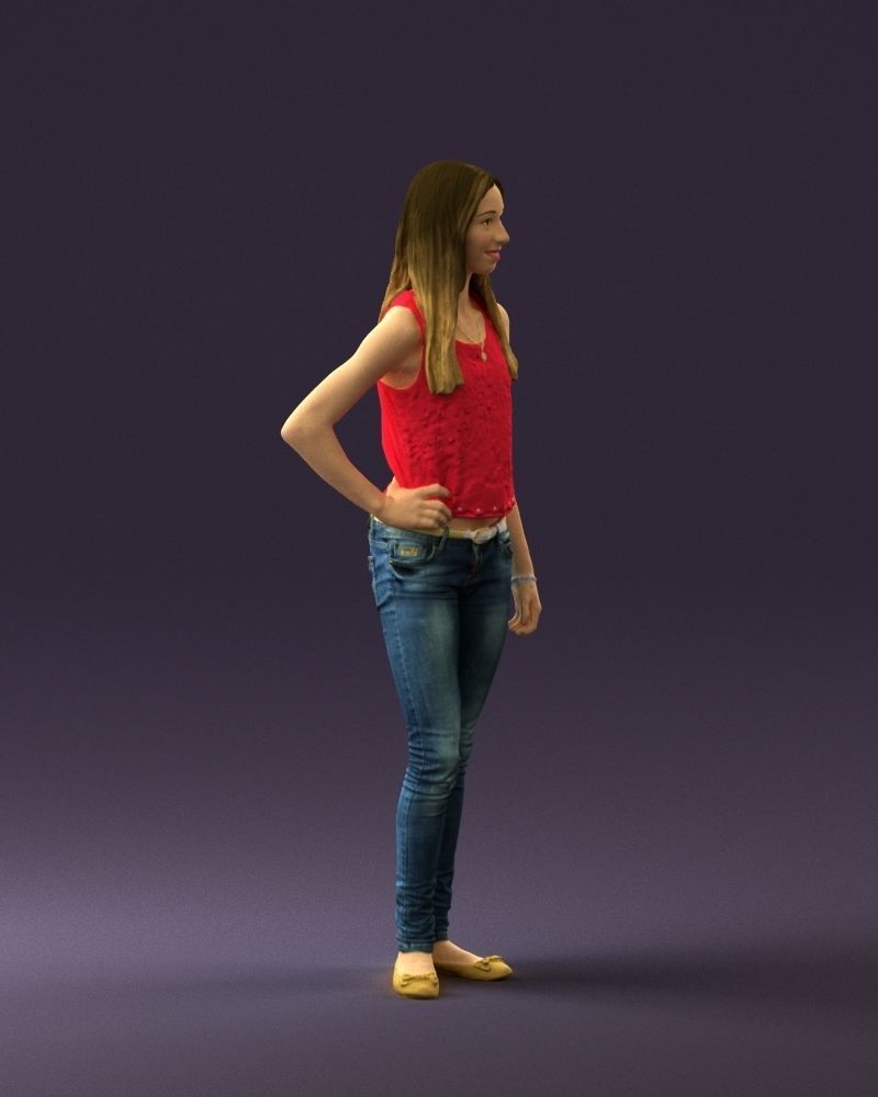 Woman in pink blouse hand on hip 0813 3D Print Ready 3D print model_7