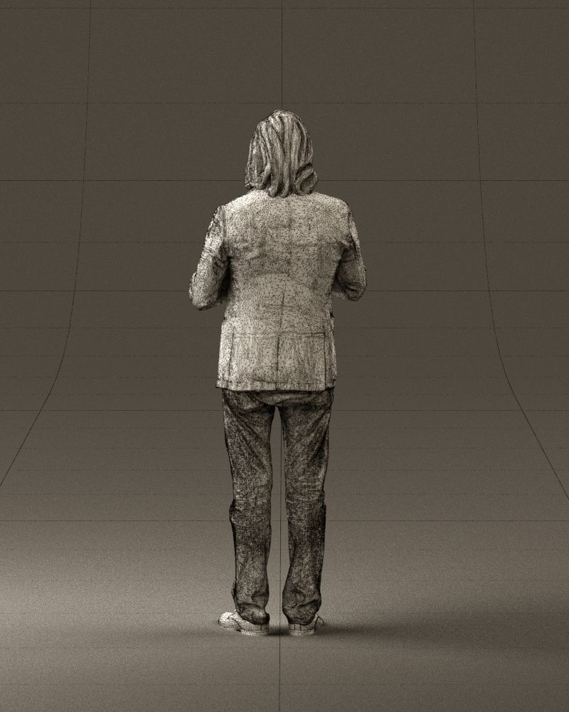 Man in blue top jeans hands like praying 0828 3D model_20