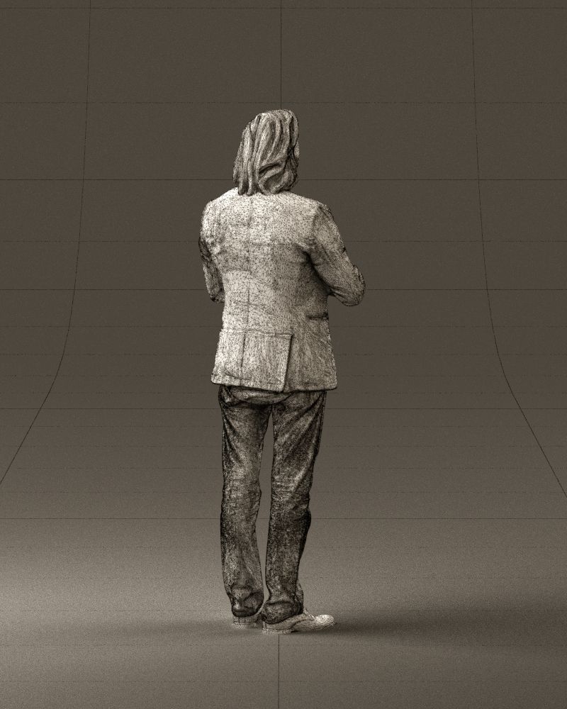 Man in blue top jeans hands like praying 0828 3D model_17