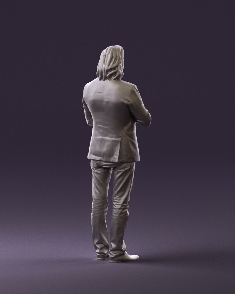 Man in blue top jeans hands like praying 0828 3D model_16