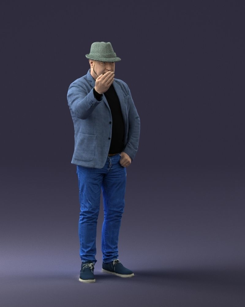 000041 Man With Hat 1213 3dp 3D print model_9