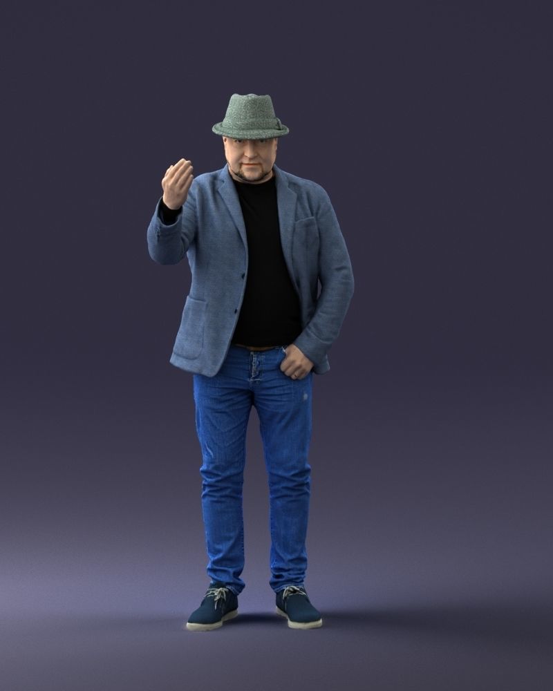 000041 Man With Hat 1213 3dp 3D print model_6
