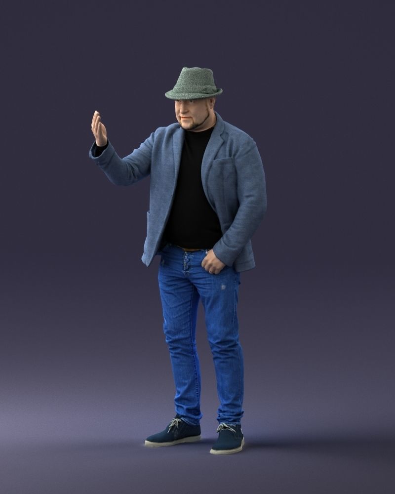 000041 Man With Hat 1213 3dp 3D print model_33