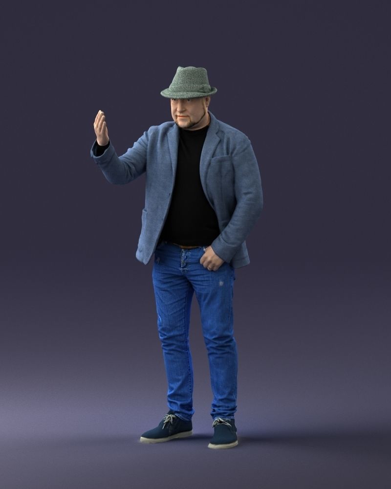 000041 Man With Hat 1213 3dp 3D print model_36