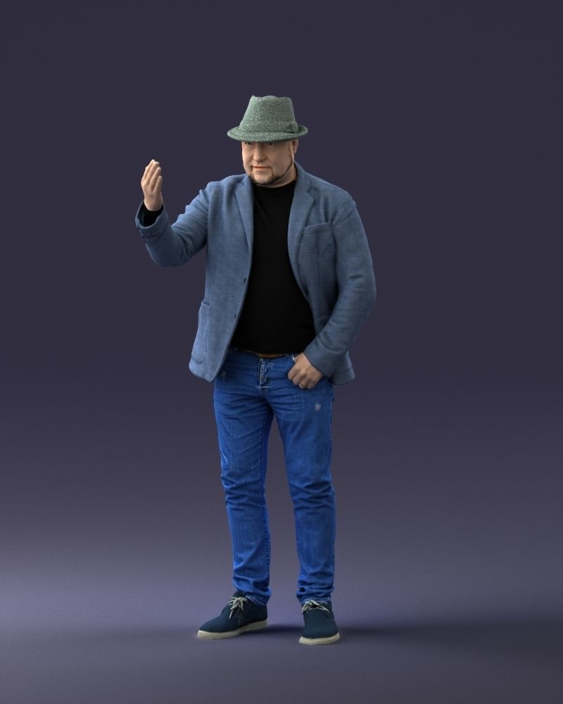 000041 Man With Hat 1213 3dp 3D print model_3