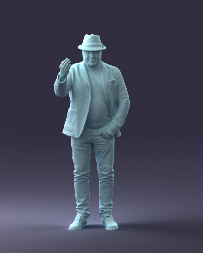 000041 Man With Hat 1213 3dp 3D print model_7