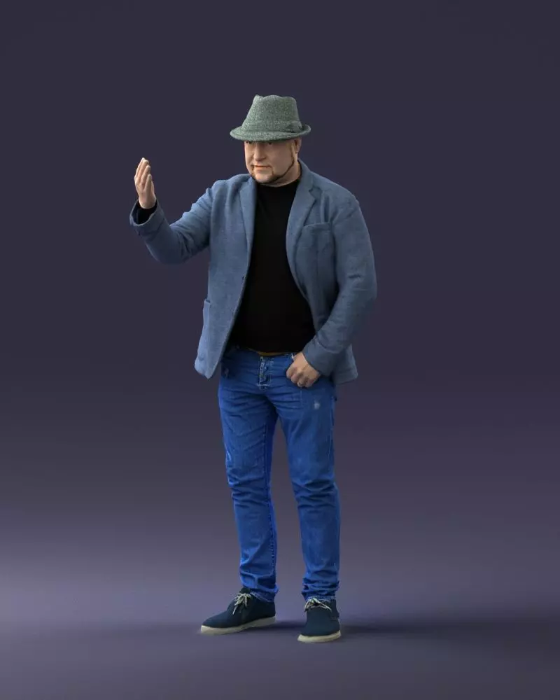 000041 Man with Hat 1213 STL Miniature 3D print model
