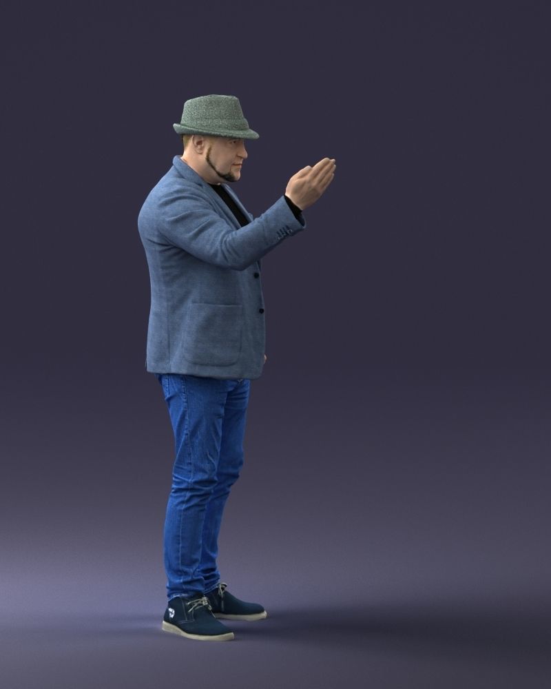 000041 Man With Hat 1213 3dp 3D print model_12