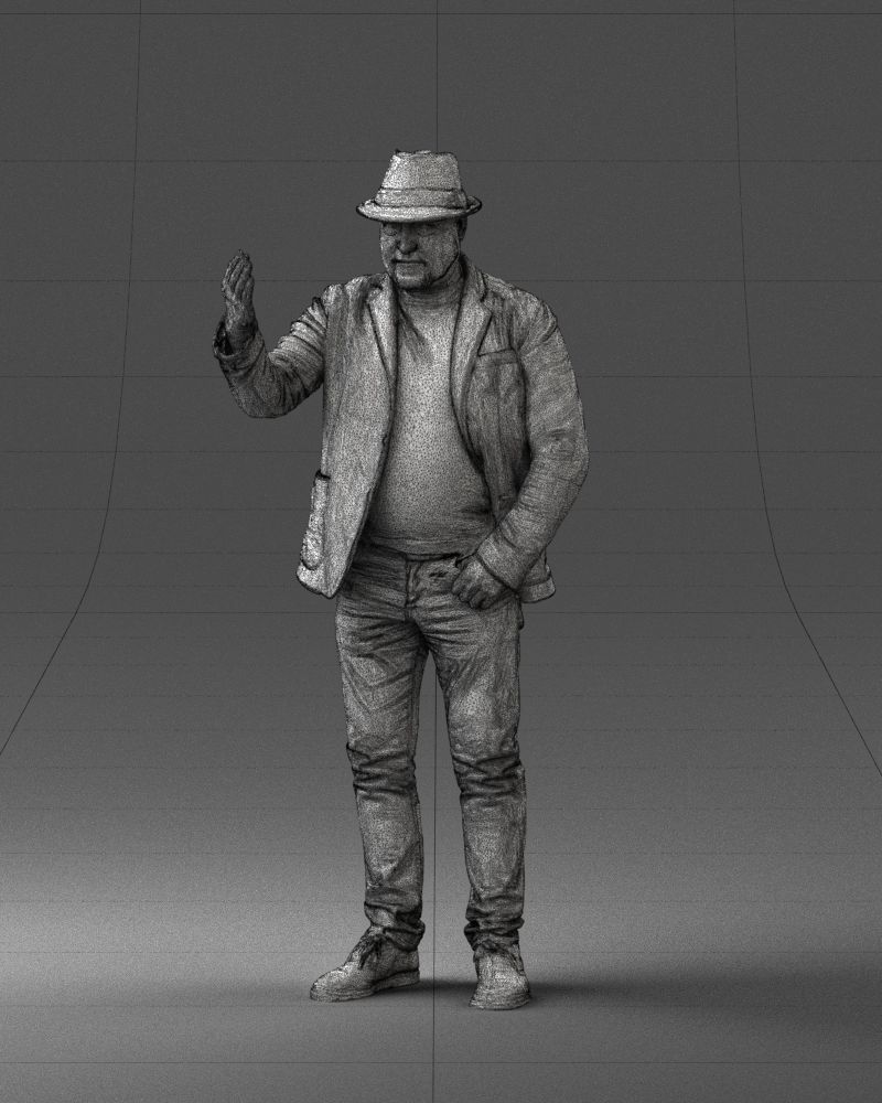 000041 Man With Hat 1213 3dp 3D print model_5