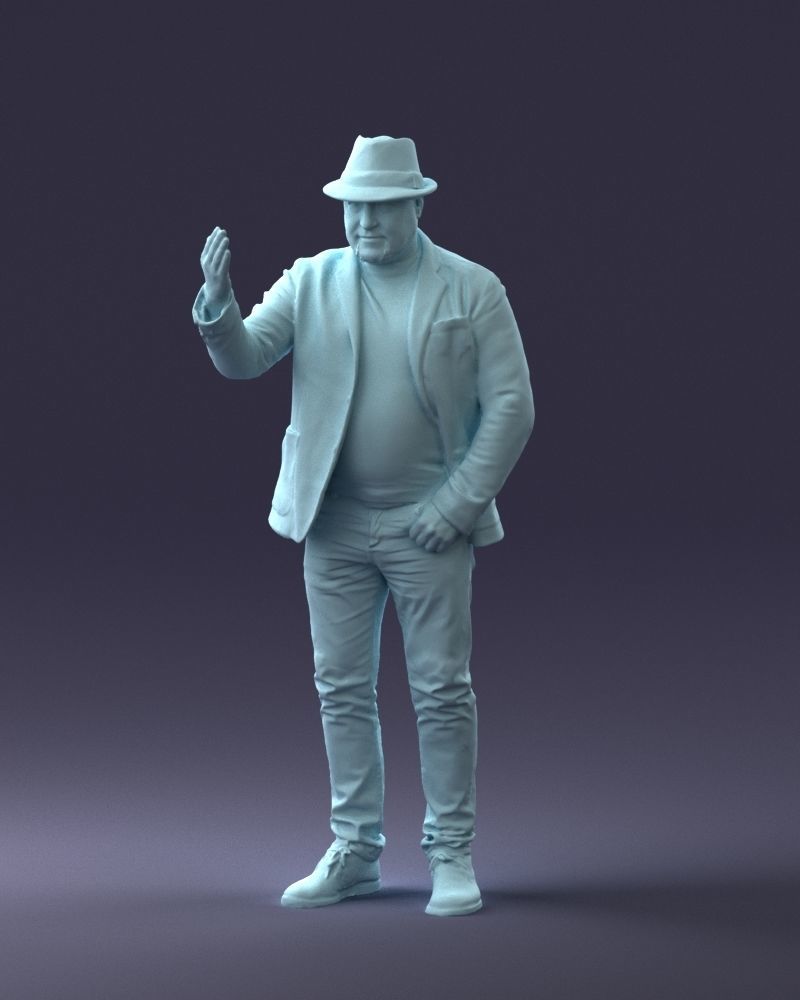 000041 Man With Hat 1213 3dp 3D print model_4