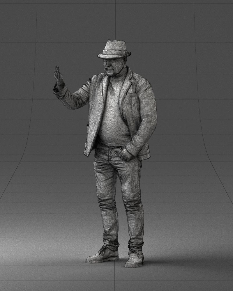 000041 Man With Hat 1213 3dp 3D print model_35