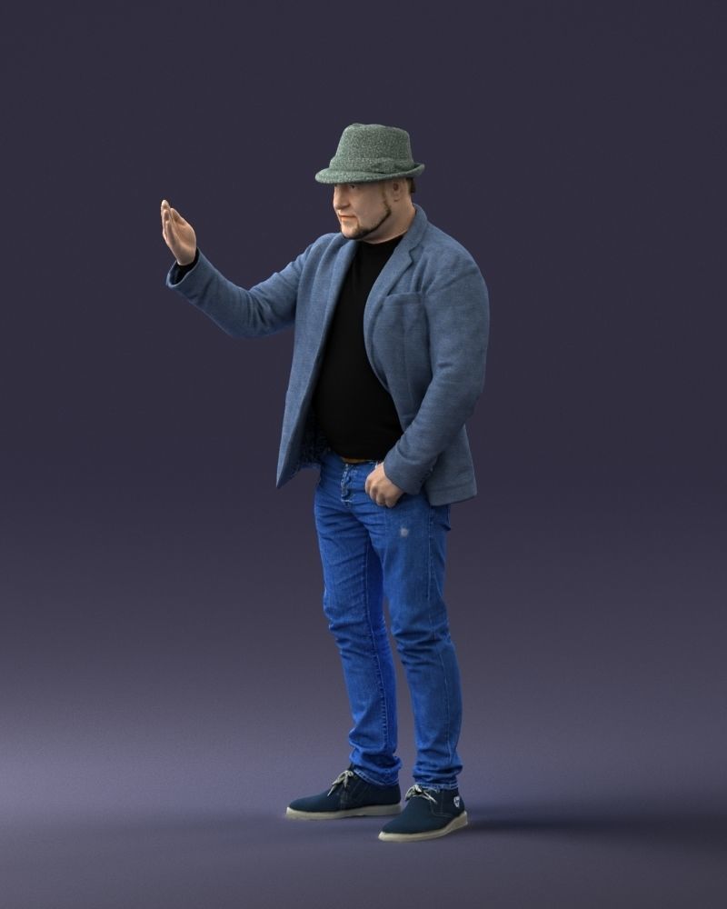 000041 Man With Hat 1213 3dp 3D print model_30